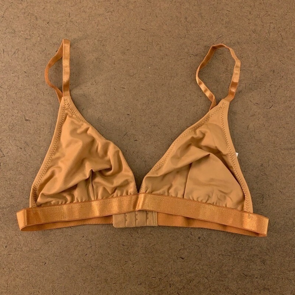 Asos Design Womens Basic Triangle Bra Golden Adjustable Strap Hook And Eye S New